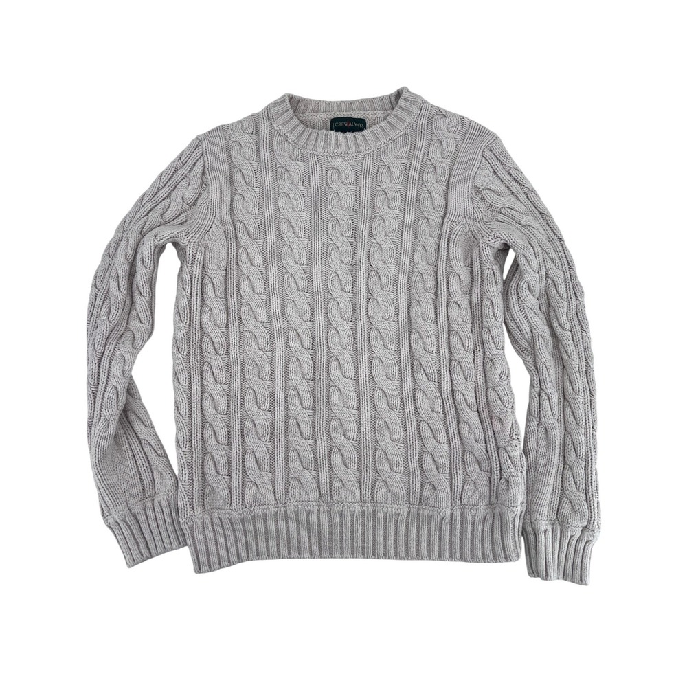 J. Crew Always Cotton Cable Knit Sweater Mens Small Crew Neck Fisherman
